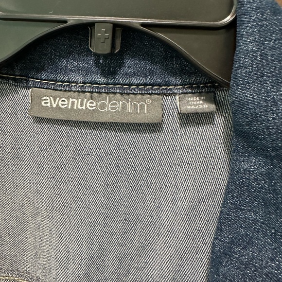 Avenue denim plus size jacket with gold and jeweled buttons, size 26/28. - Picture 2 of 4